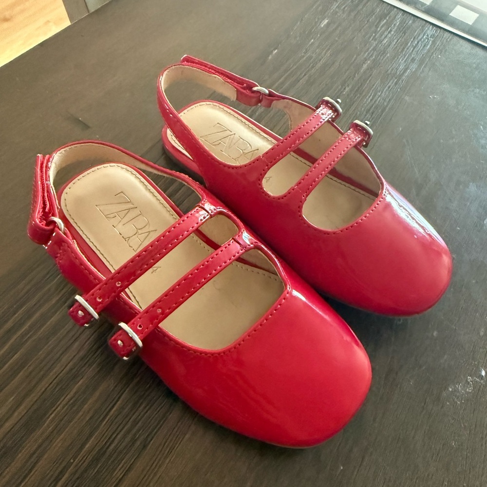 Zara Cherry Red Patent Leather Flats